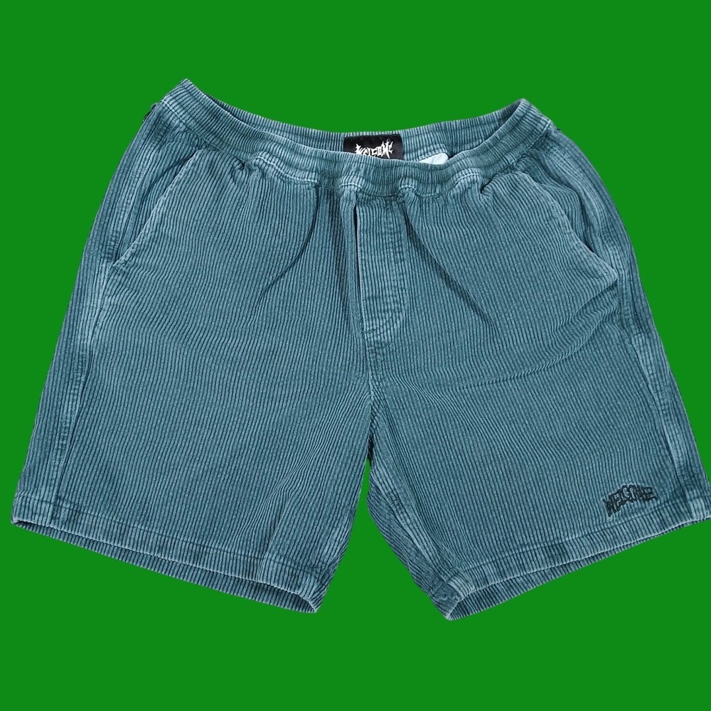 Welcome Skateboard Corduroy Shorts Mens Medium Teal Blue Cotton Skate Relaxed